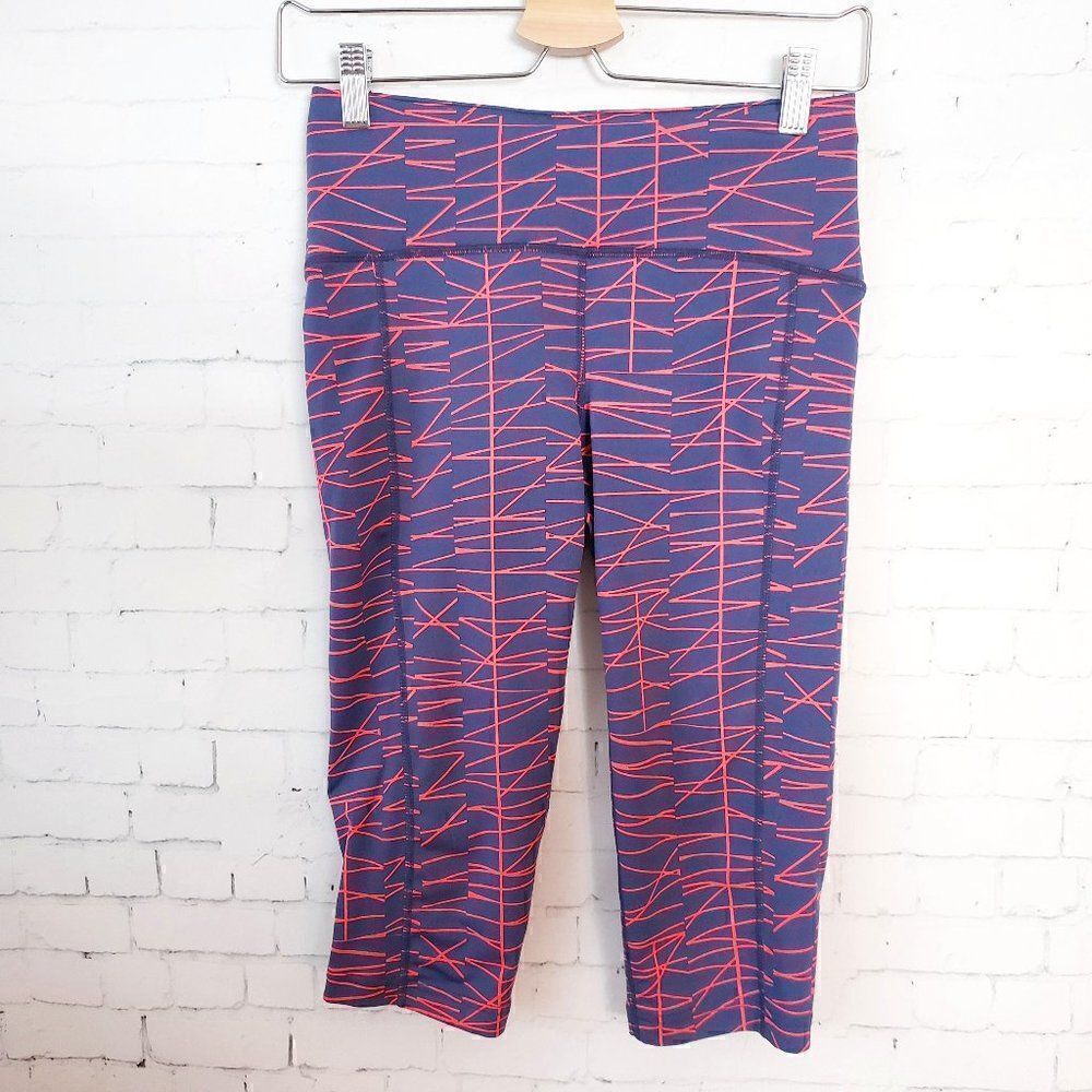 Oiselle Running Knickers Crop Leggings Size 4 Gray Bright Orange